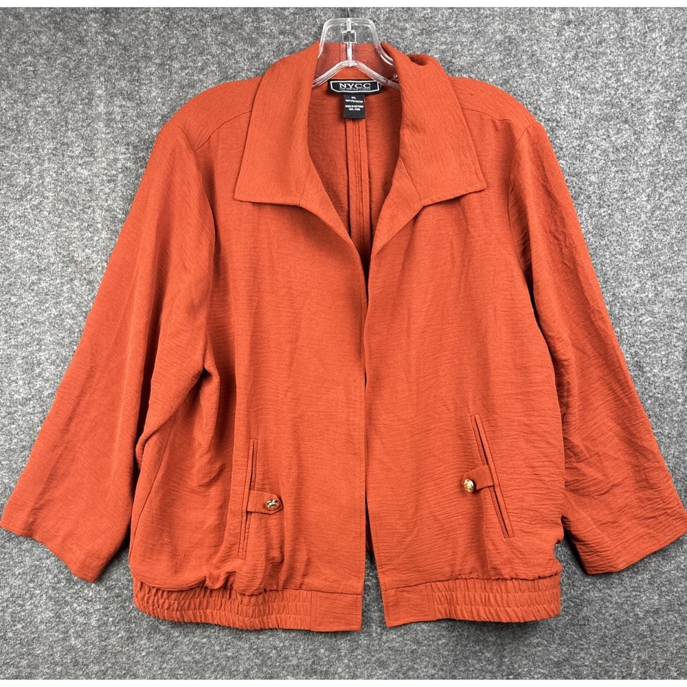 NYCC New York Clothing Co Burnt Orange Open Front Jacket Gold Button‎ Women's XL
